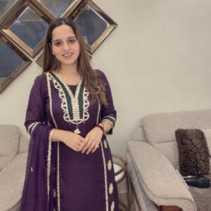 Purple Embroidered Crepe Suit
